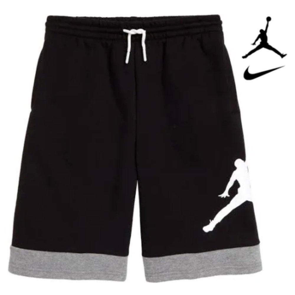 Nike Air Jordan Big Kids Boys Fleece Athletic Shorts Black White size Large XL